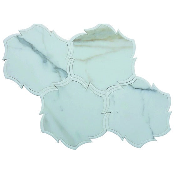 Skalini Line Waterjet Calacatta Gold / Thassos Marble Mosaic - Pannier - Polished