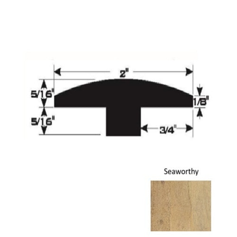 Seaworthy Hardwood Moulding / Trim - 90" T Molding - Ultra Low Gloss Urethane