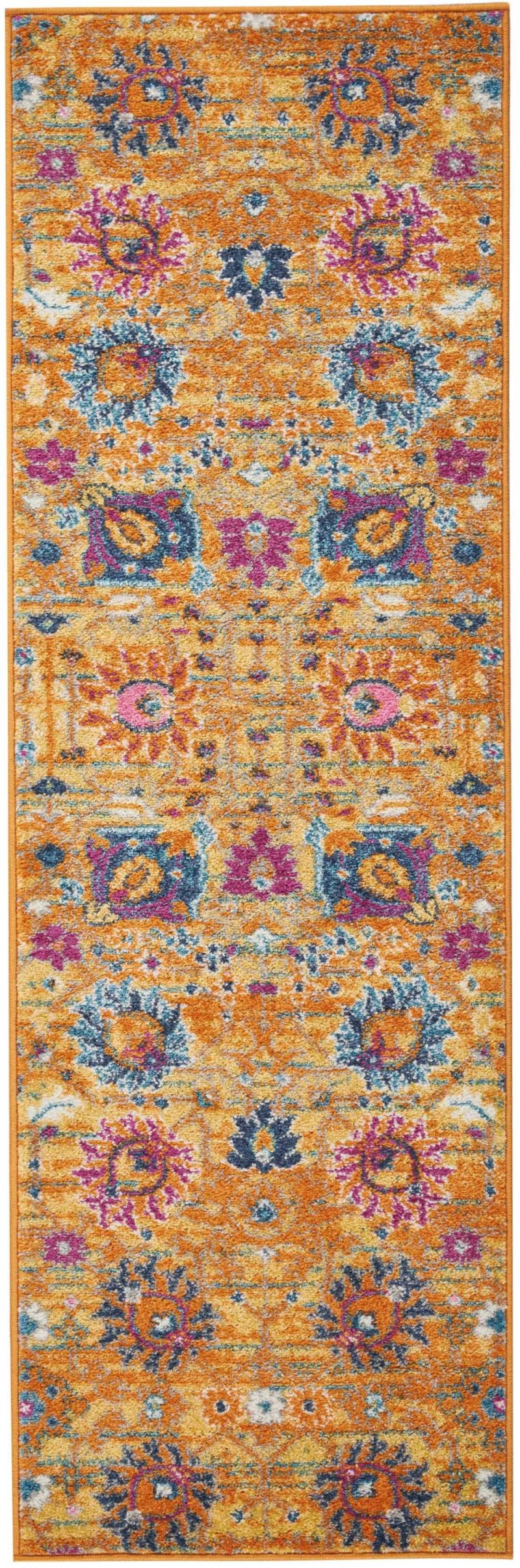 Sunburst Polypropylene Bohemian Area Rug - 6 Ft Runner