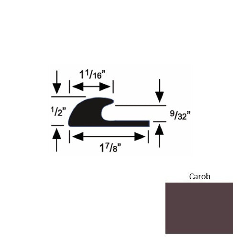 Solid 40 Carob Rubber Carpet Edge Guard - 1 7/8" X 9 Ft (108") X 9/32"