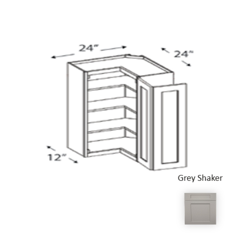 Grs.Wls2430 Framed Shaker Premium Grey Shaker Natural Clear Coat Wood Kitchen Wall Cabinet - 24" X 30" X 12" - Natural Clear Coat