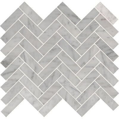 Carrara White Marble Mosaic - 1" x 3" Herringbone - Polished