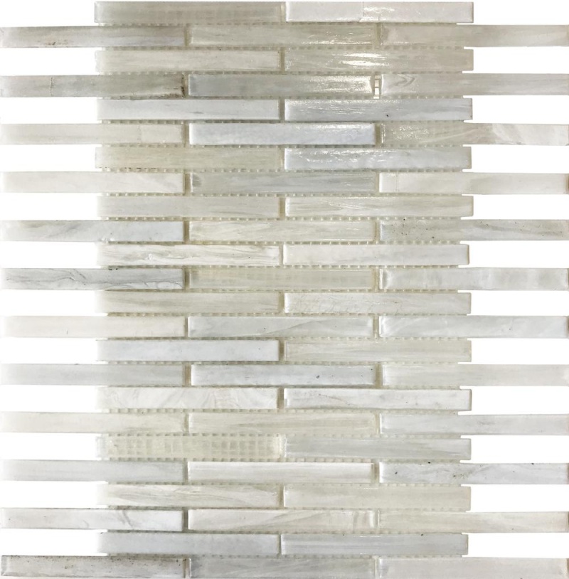 Stained Glass White Glass Mosaic - Brick - Glossy
