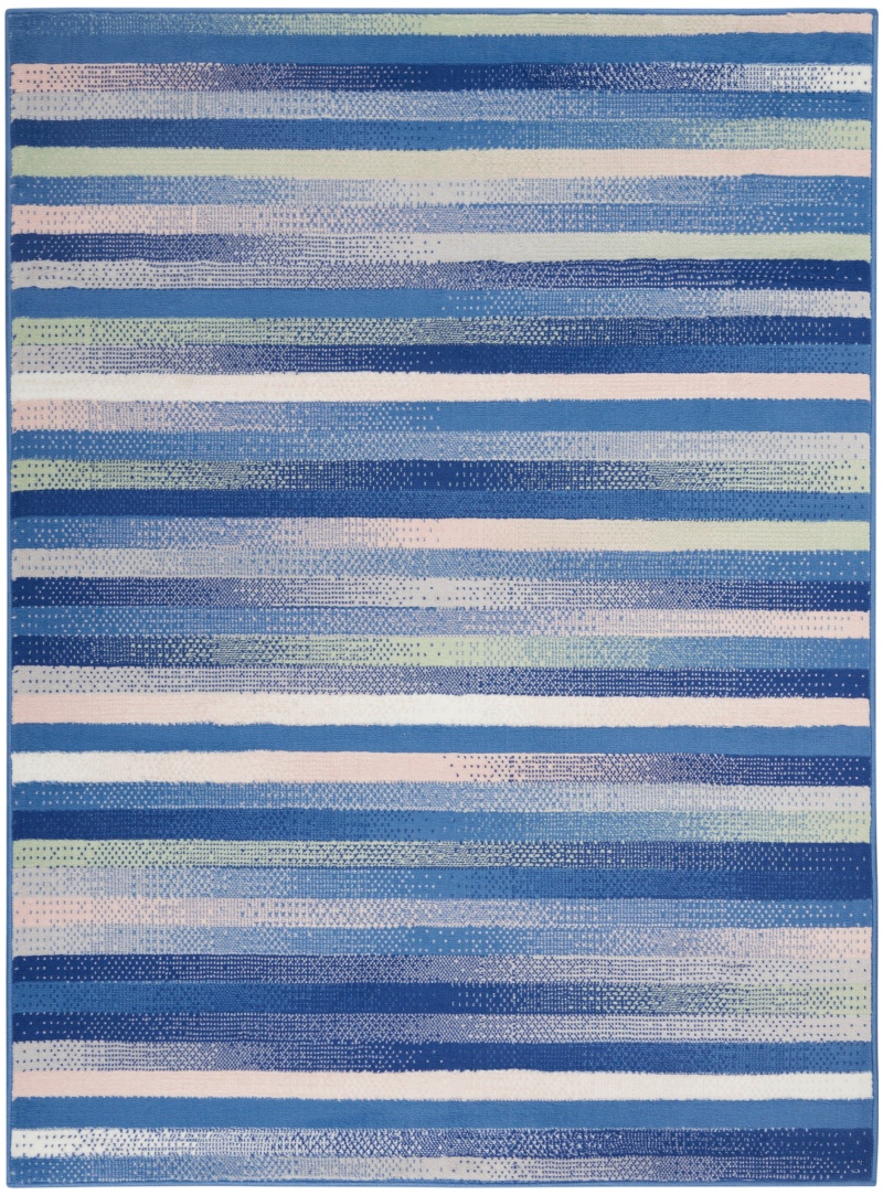 Blue Multicolor Polypropylene Modern Area Rug