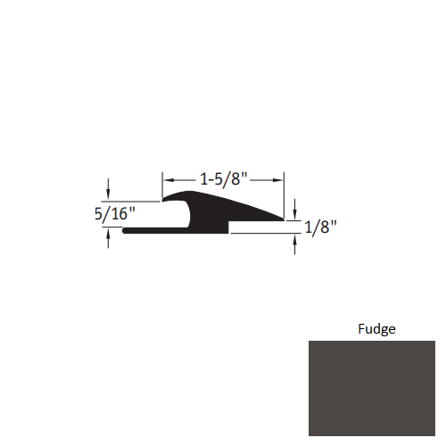 Johnsonite Fudge Vinyl Moulding / Trim - 1 5/8" X 12 Ft (144") X 5/16" - 1/16" Or 1/8" Adaptor - Adaptor