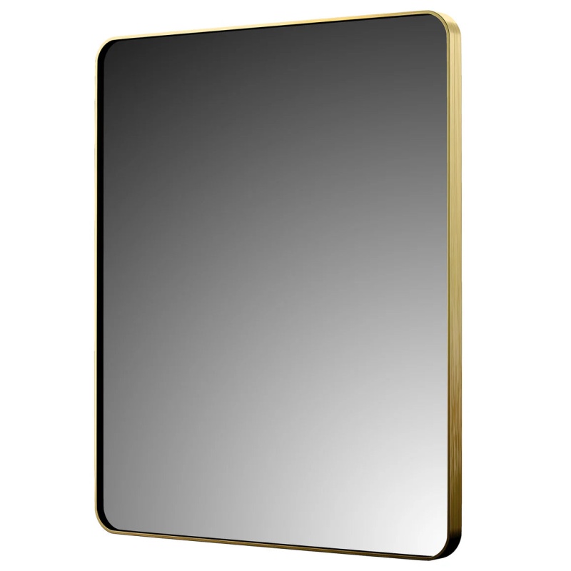 Brushed Gold Aluminum Framed Bathroom Mirror - 30" X 36" - Brushed Gold
