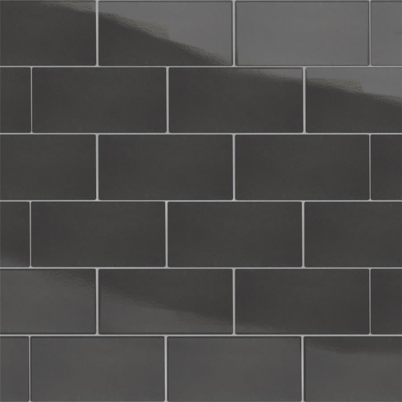 Piscina Black With Biotech Porcelain Tile - Glossy - 9 5/8" x 19 1/2"
