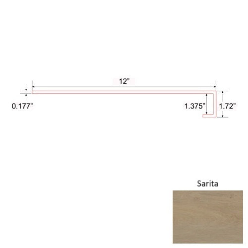 Crystal Sarita Luxury Vinyl Moulding / Trim - 47" Square Stair Tread - Mineral Enhanced Uv Coating
