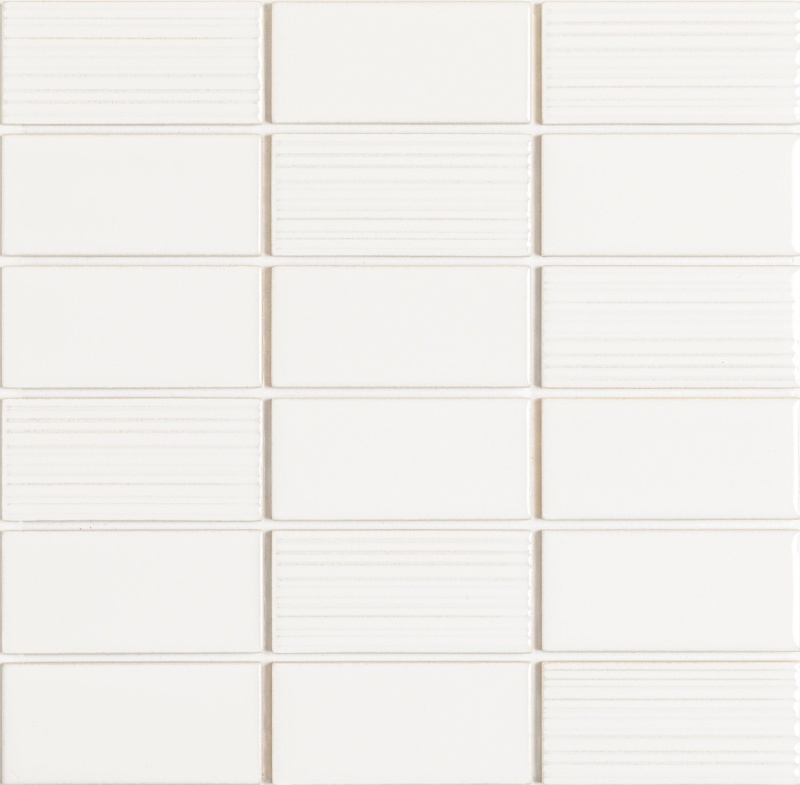 Nagara White Ceramic Mosaic - Stacked - Glossy