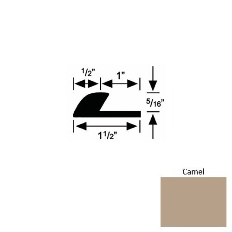 Solid 36 Camel Rubber Underlap Carpet Edge - 1 1/2" X 9 Ft (108") X 5/16"