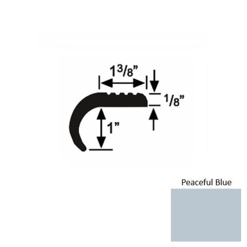 Solid 06 Peaceful Blue Rubber Domestic Stair Nosing (Rd) - 1 3/8" X 9 Ft (108")