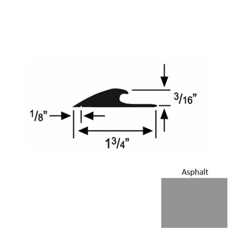 Solid 42 Asphalt Rubber Custom Carpet Edging - 1 3/4" X 9 Ft (108") X 3/16"