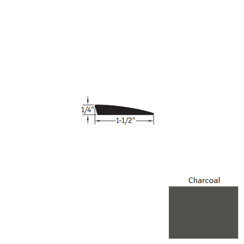 Johnsonite Charcoal Vinyl Moulding / Trim - 1/4" X 12 Ft (144") Carpet Reducer - Carpet Reducer
