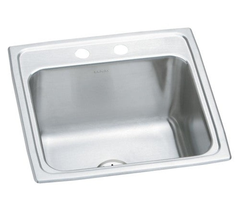 Dlr191910pd2 Lustertone Classic Stainless Steel Drop In Single Bowl Kitchen Sink - 19 1/2" X 19" X 10 1/8" With 2 Holes - Stainless Steel