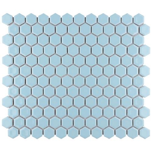 Hudson Cashmere Blue Porcelain Mosaic - Hexagon - Glossy