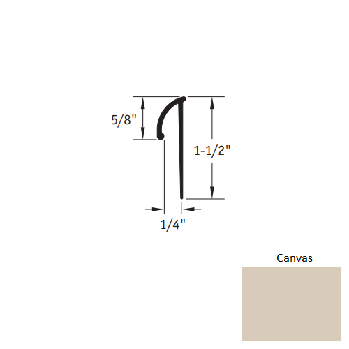 Johnsonite Canvas Vinyl Moulding / Trim - 1/4" X 12 Ft (144") L Cap Cove Cap - L Cap Cove Cap