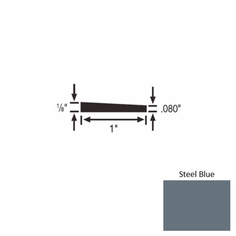 Solid 59 Steel Blue Rubber Reducer Strip - 1" X 9 Ft (108") X 1/8"