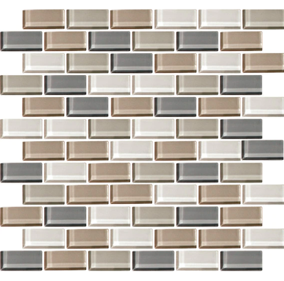 Color Wave Classic Blends Willow Water Bl Glass Mosaic - 1" X 2" Brick - Glossy
