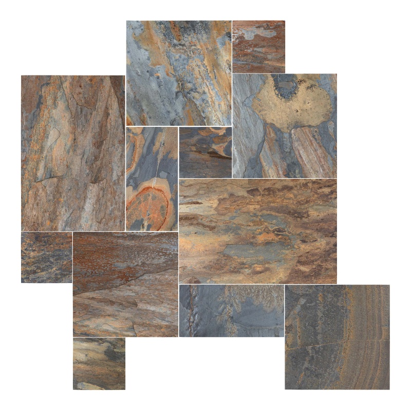 California Gold Slate Versailles Pattern - Natural Cleft Face, Gauged Back - Various Sizes