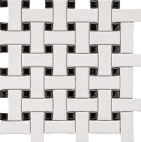 Cc Mosaics White Porcelain Mosaic - Basket Weave - Matte