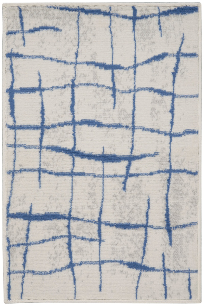 Whimsicle Whs09 Ivory Blue Polypropylene Modern Area Rug