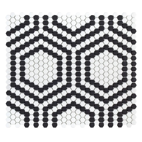 The Press 14106 Black Glass Mosaic - Hexagon - Matte