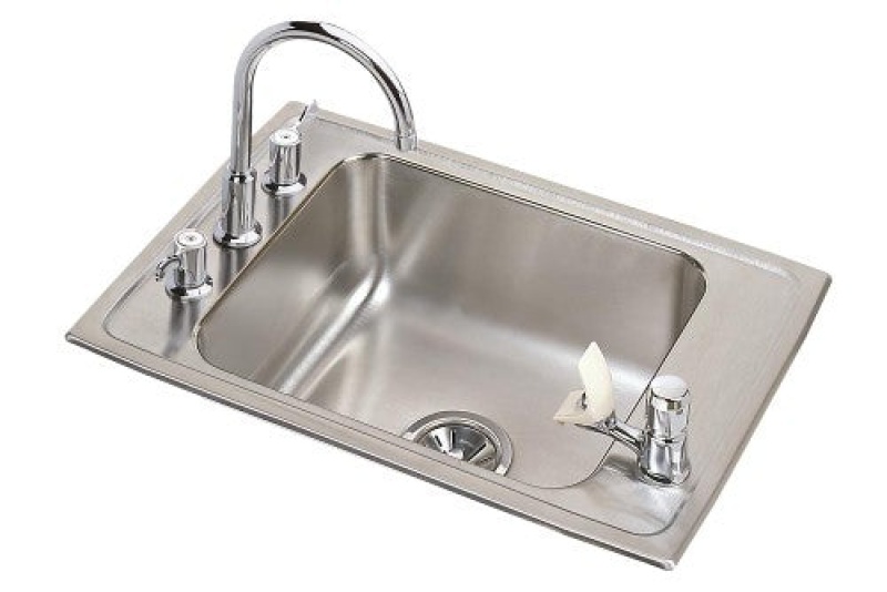 Drkr2517c Lustertone Classic Stainless Steel Drop In Single Bowl Kitchen Sink - 25" X 17" X 7 5/8" 4 Holes With Faucet Bubbler Strainer - Stainless Steel