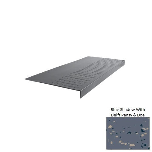 Spextones Blue Shadow With Delft Pansy & Doe Type 701E Distinct Designs Rubber - 15" X 72" Stair Tread - Rgt Radial Ii Raised Disc Design
