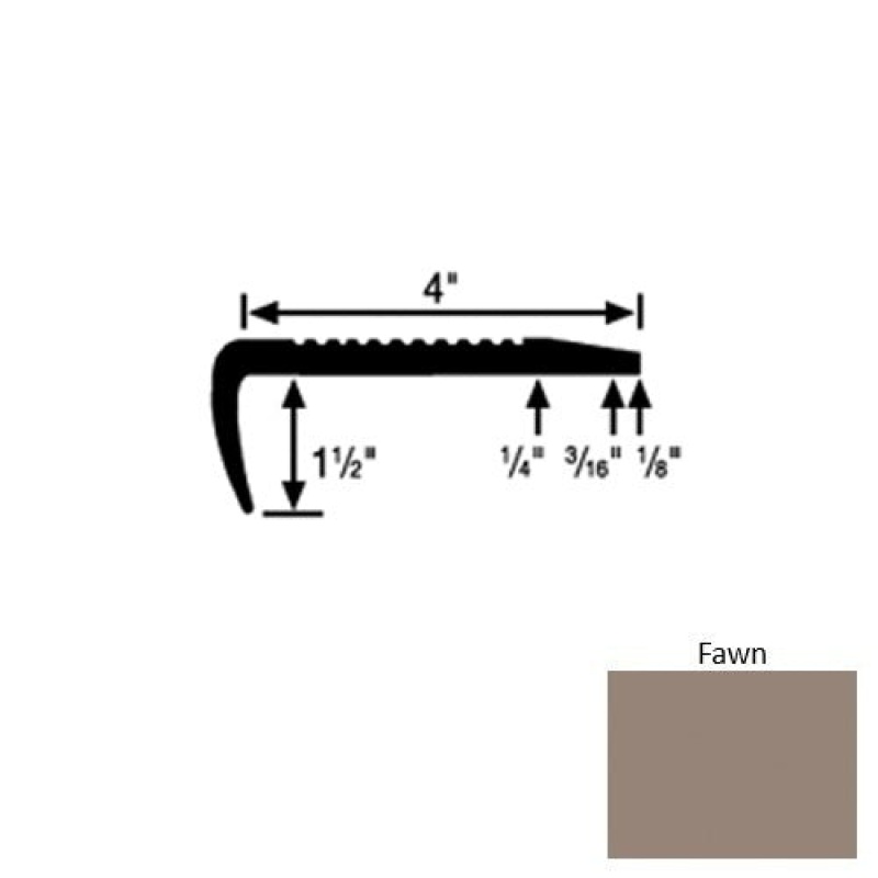 Solid 01 Fawn Rubber Commercial Stair Nosing (Sq) - 4" X 9 Ft (108")