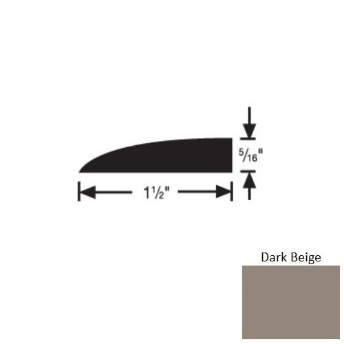 Flextones Dark Beige Vinyl 177B Carpet Edge Reducer - 1 1/2" X 12 Ft - Thermoplastic