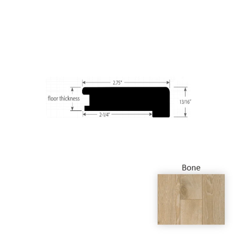 Premier Bone Hardwood Moulding / Trim - 2.75" X 90" Square Flush Stair Nose - Wire Brushed