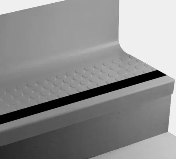 Grey Raised Round Rubber Stair Tread With Riser