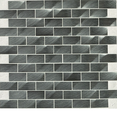 Structure Gunmetal Aluminum Mosaic - 1" x 2" Brick Joint - Satin