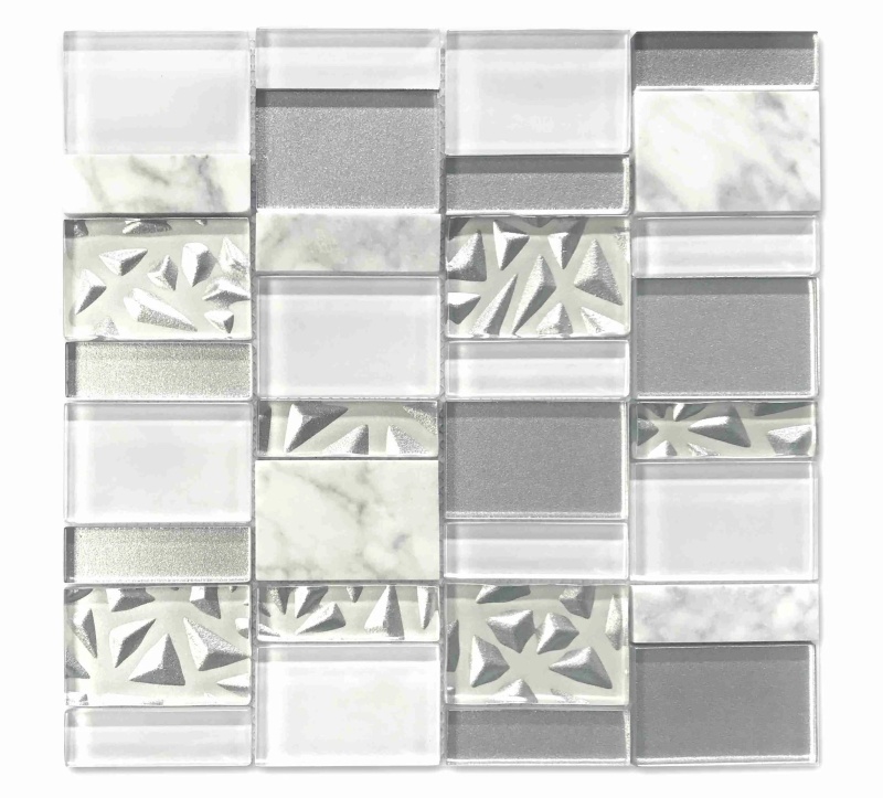 Iceland Marble & Glass Mosaic - Stacked - Stacked