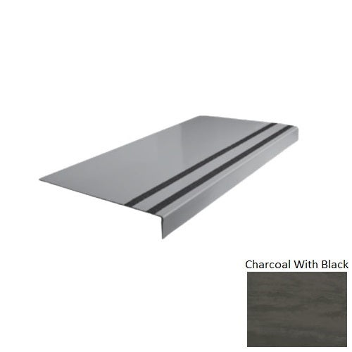 Evolving Styles Creative Elements Charcoal With Black Type 130 Distinct Designs Rubber - 12 1/4" X 72" Stair Tread - Smooth