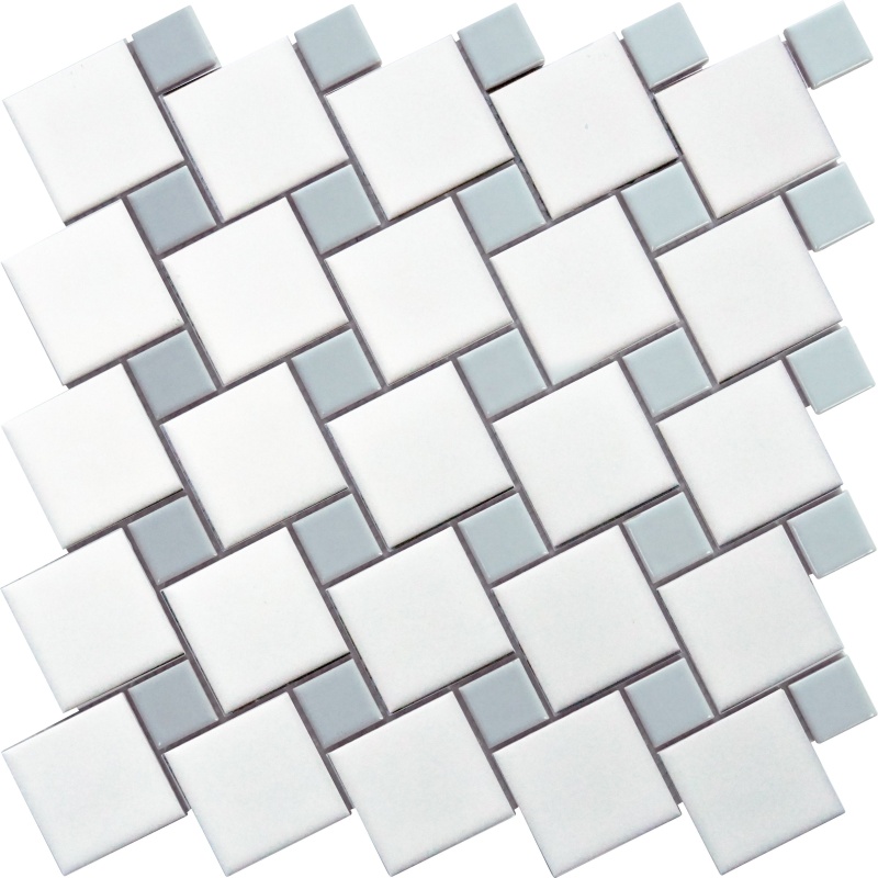 Spin White / Silver Dot Porcelain Mosaic - Pinwheel - Matte