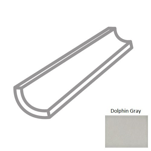 Provincetown Dolphin Grey Ceramic Wall Trim - 1" X 6" Quarter Round - Glossy