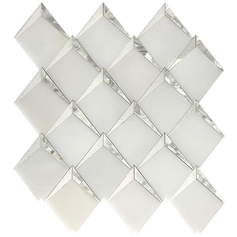Skalini Line Waterjet Paper White Marble & Shell Mosaic - Angolo 2 - Polished