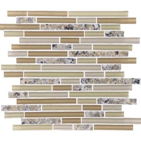 Granite Radiance New Venetian Gold Blend Granite & Glass Mosaic - Linear - Polished