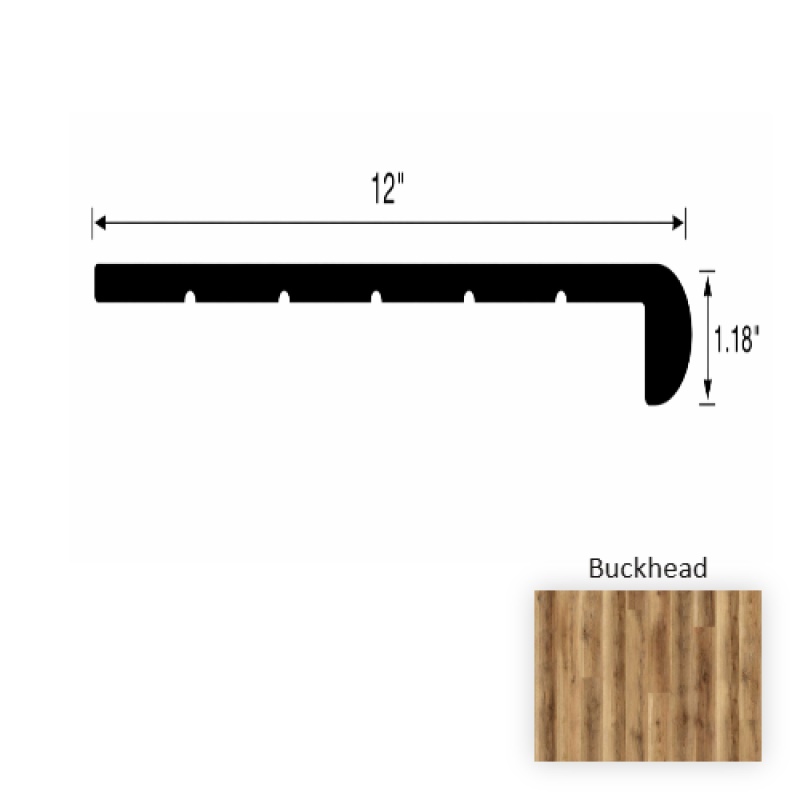 Versacore Pureedge Buckhead Luxury Vinyl Moulding / Trim - 12" X 48" Round Stair Tread - Ceramic Bead