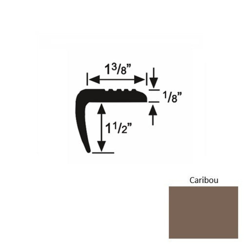 Solid 05 Caribou Rubber Domestic Stair Nosing (Sq) - 1 3/8" X 9 Ft (108")
