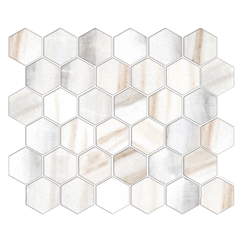 Classics Venetian Gray Porcelain Mosaic - 2" Hexagon - Matte