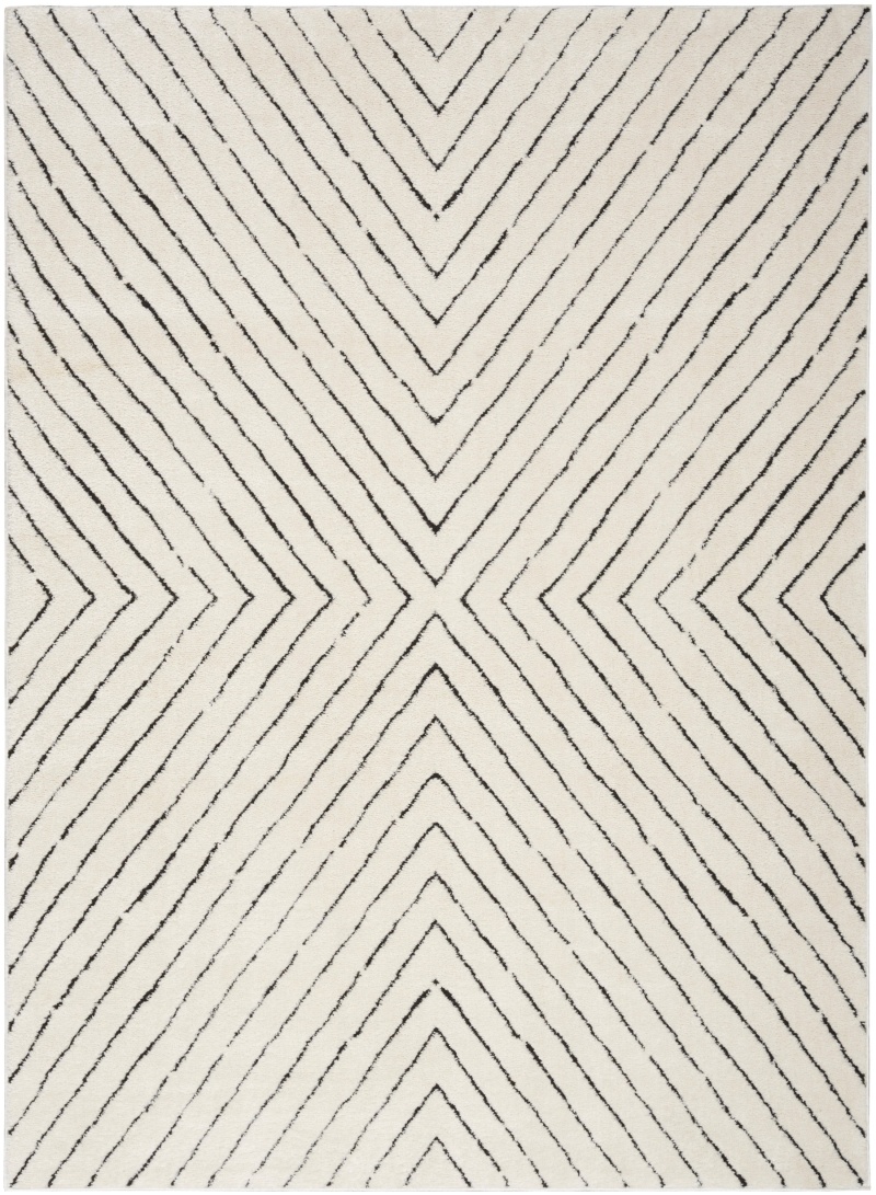 Modern Comfort Ivory Black Polyester Area Rug, 8 ft x 10 ft