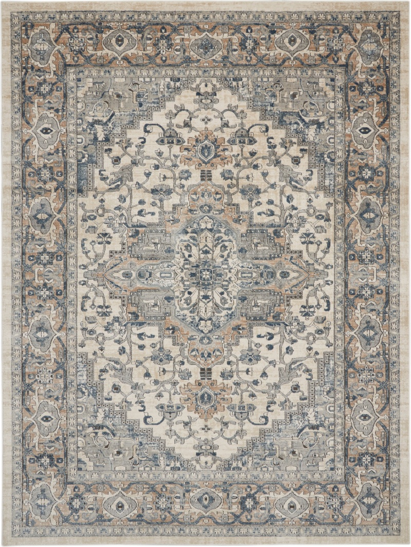 Quarry Qua05 Ivory / Grey Polypropylene Farmhouse Area Rug 12 Ft x 15 Ft