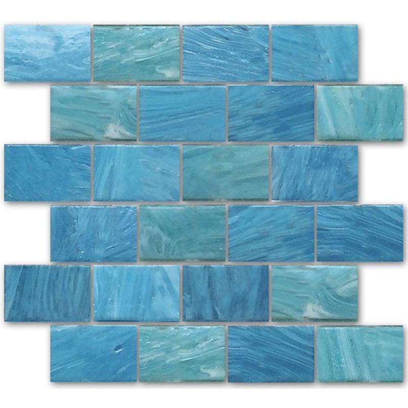 Aquatica Garden Wall Caspian Glass Mosaic - 2" X 3" Staggered - Glossy