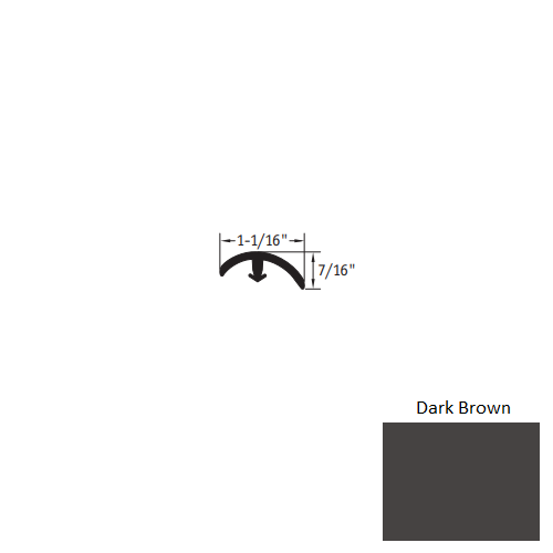 Johnsonite Dark Brown Vinyl Moulding / Trim - 1 1/16" X 12 Ft (144") X 1/4" & 5/16" - 1/8" T Molding - T Molding