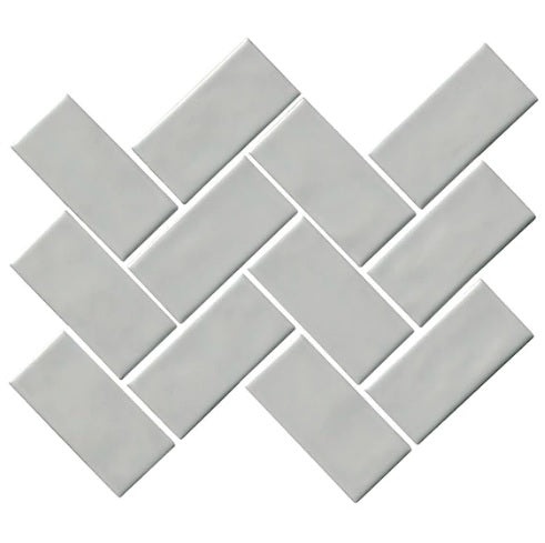 Artezen Ideal Gray Ceramic Mosaic - 2" x 4" Herringbone - Glossy