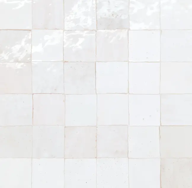 Zagora Neige Blanc Ceramic Mosaic - 2" x 2" - Glossy