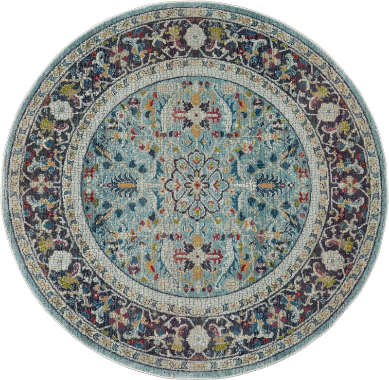 Ankara Global Anr14 Teal / Multicolor Round Area Rug