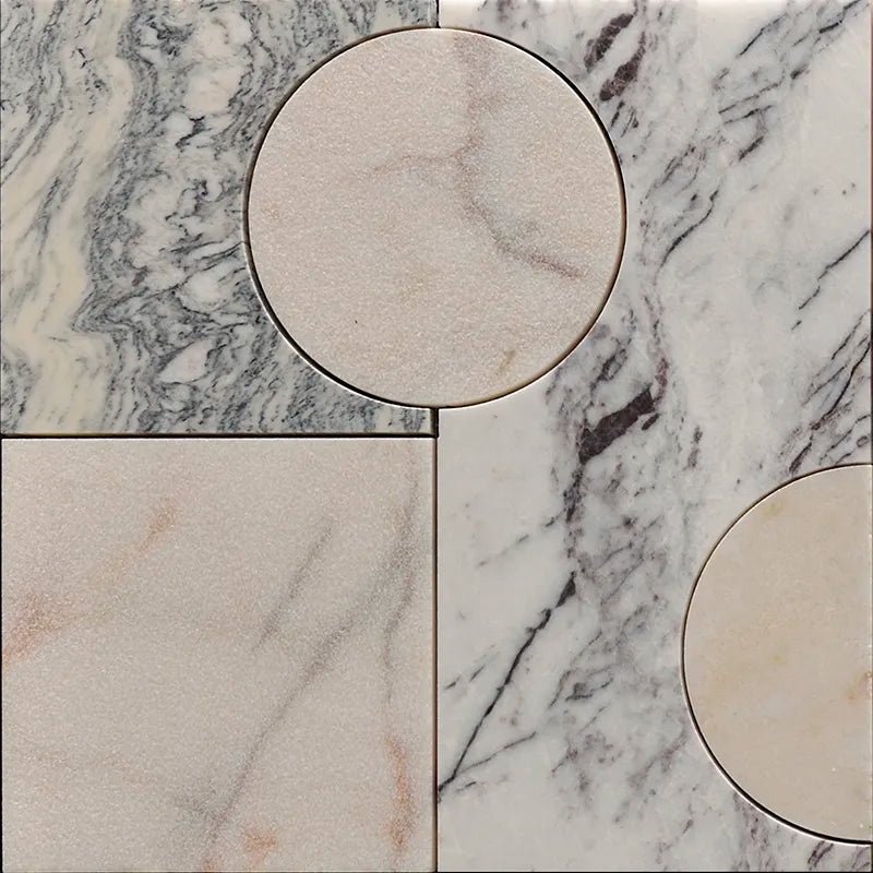 Waldorf Modulo Rosewater Marble Mosaic - 12" X 12" - Textured & Honed